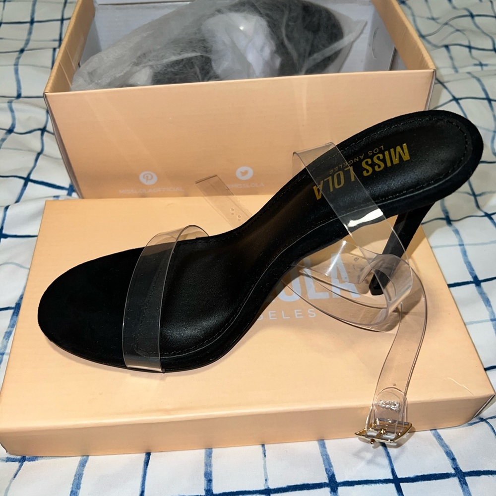 BLACK CLEAR STRAP HEELS - Picture 2 of 3
